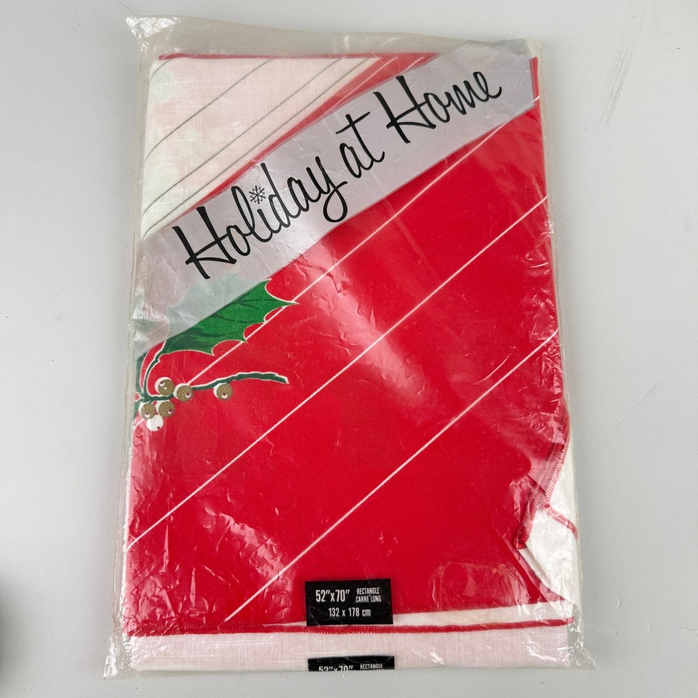 Holiday at Home Christmas Tablecloth‎ Rectangle 52"x70" NOS